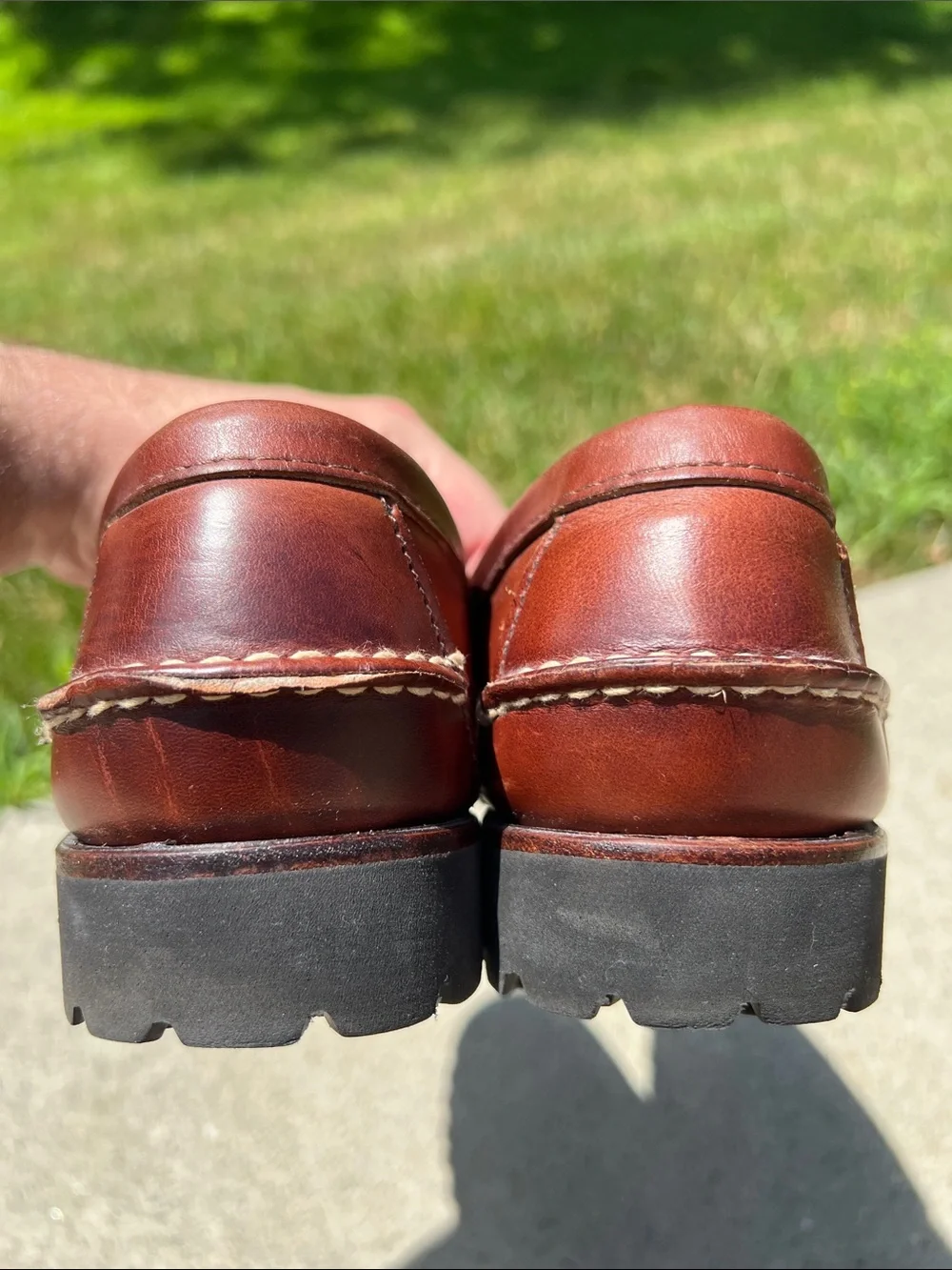 Men's 10 Brown Sewn Leather Penny Loafers Lasting Quality Materials Made in USA